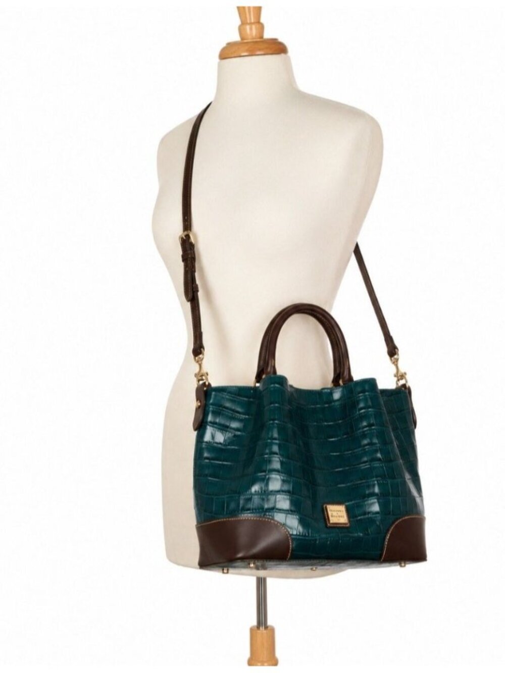 Dooney & Bourke Oakdale Brenna Croc Embossed Leather Bag Deep Teal NWT Rare - Picture 3 of 16